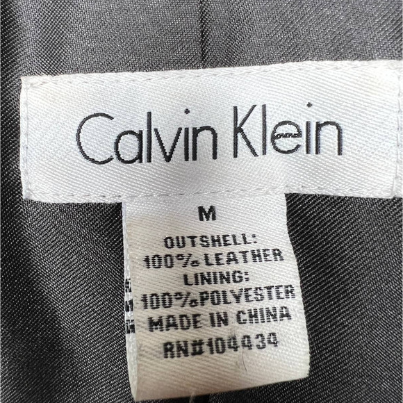 Calvin Klein S VINTAGE y2k Quilted Leather Motorcycle Jacket Elbow Patches Black - Picture 14 of 14